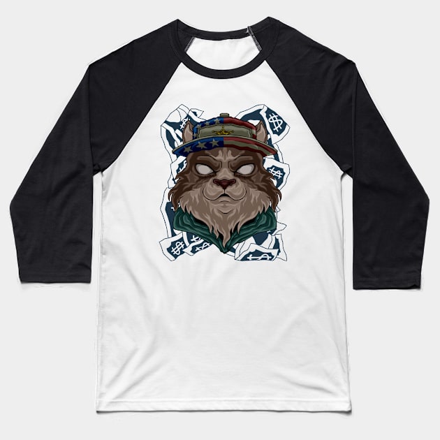 fashion cat street art Baseball T-Shirt by JiraDesign